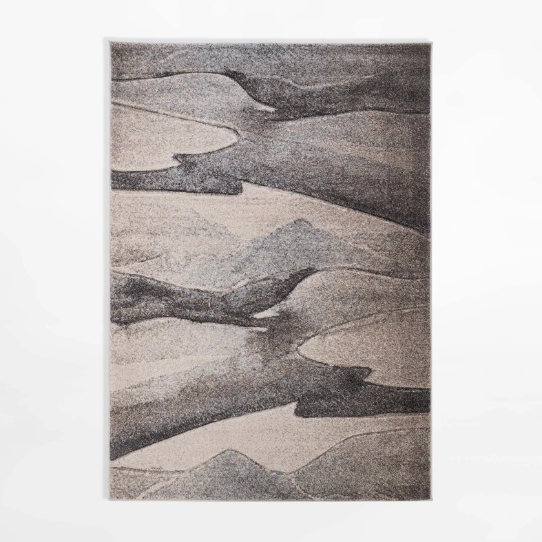 Prostokątny dywan abstrakcyjny szaro-beżowy