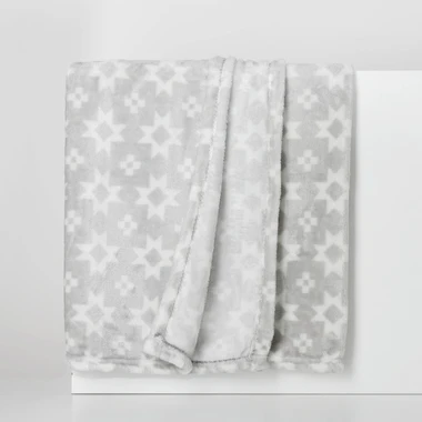 Deka, geometrický vzor, béžová CODIE 130x160 cm