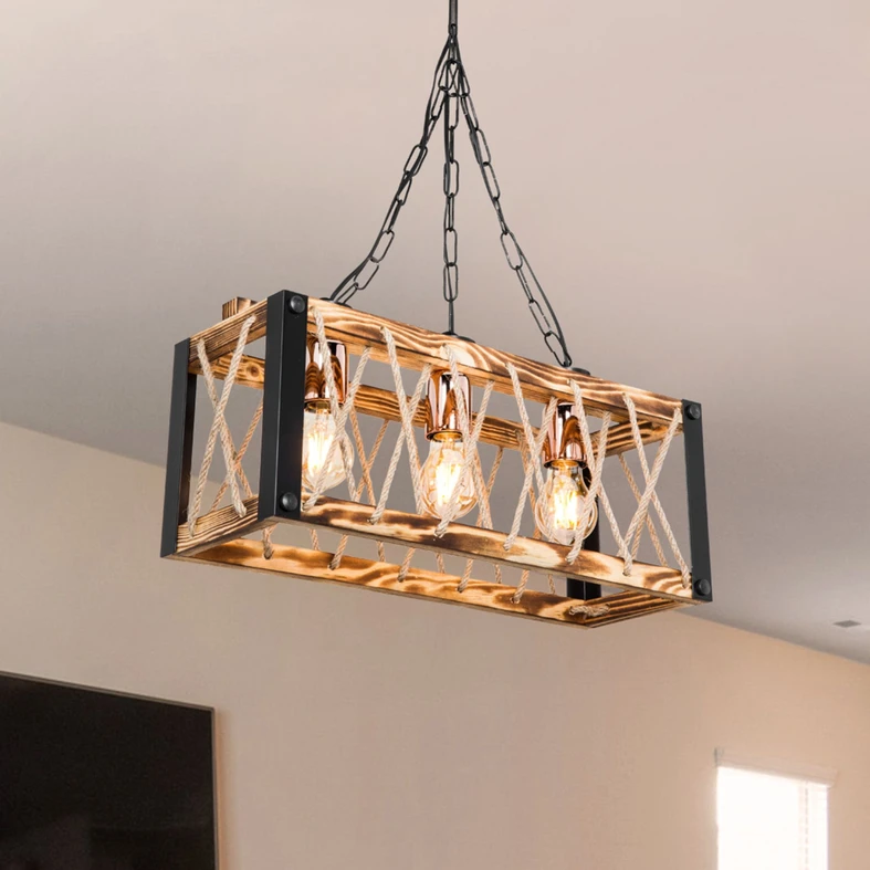 FARAH łączy cechy nowoczesnego, rustykalnego i loftowego oświetlenia. Jej atutem są naturalne komponenty w postaci drewna, metalu i liny plecionej z naturalnego tworzywa.