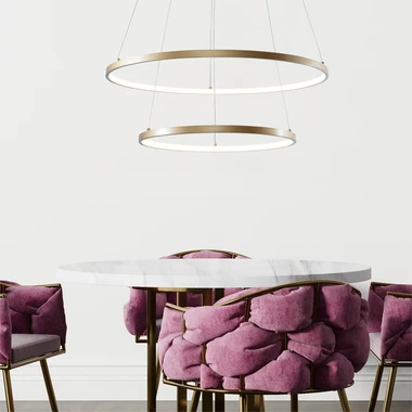 Závesné LED svietidlo BRENO 2 krúžky, zlaté 60 cm