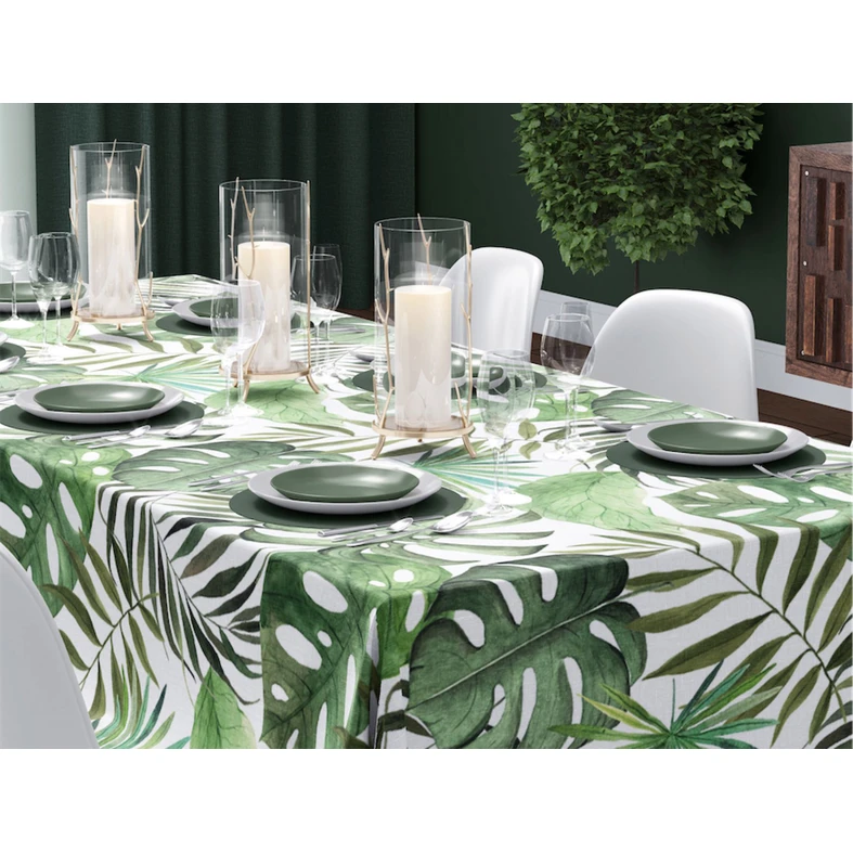 Obrus s motívom listov monstery 140 x 220 cm