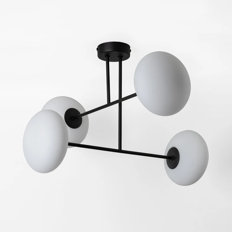 Stropné svietidlo v čiernej farbe 4 oválne tienidlá MILO 60x60 cm