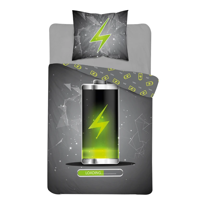 Detské obliečky so svietiacim efektom tmavomodré FLUO BATÉRIA 140x200 cm
