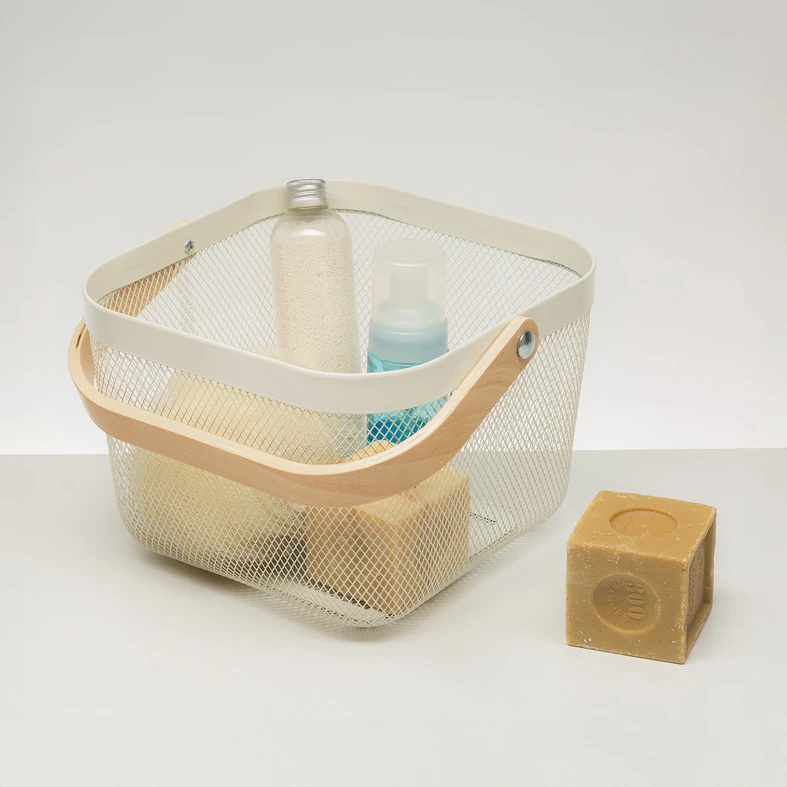 Úložný kôš s držadlom biely