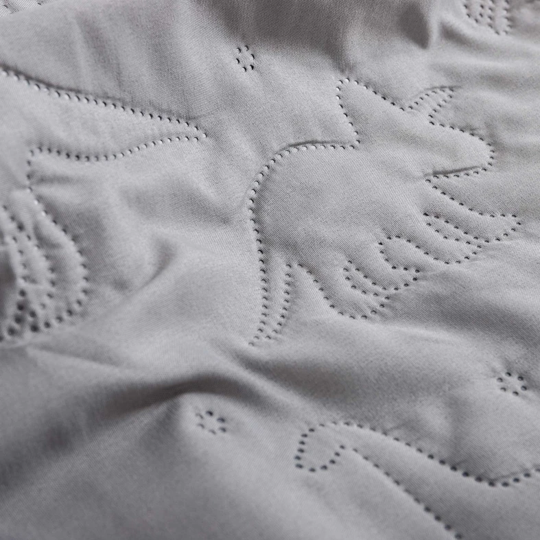 Narzuty na łóżko jasnoszara w dinozaury