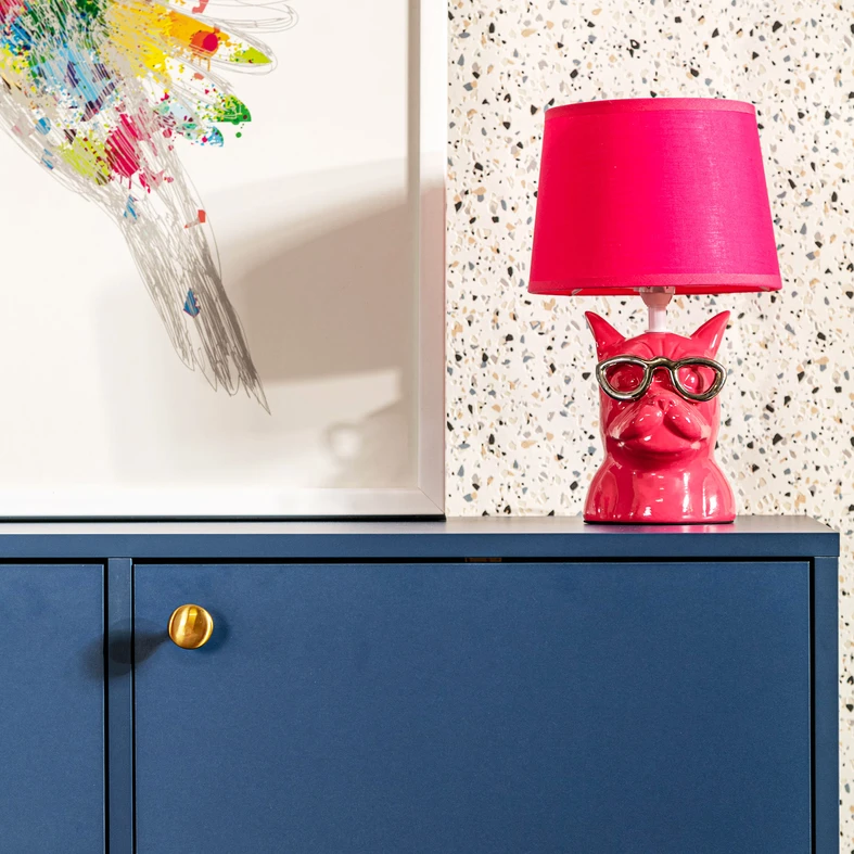 Dizajnová stolná lampa keramická ružová DOSY