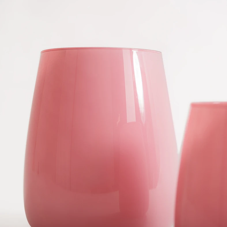 Sklenená váza ZINNIA ružová 23 cm