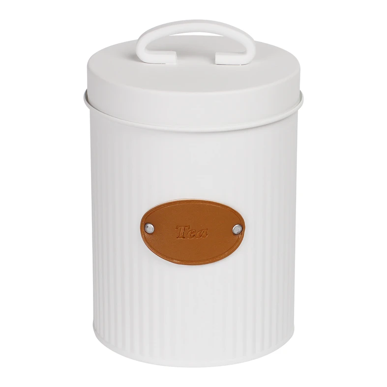 Kovová nádoba na čaj biela LINES 15 cm