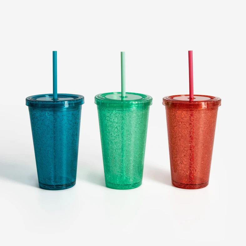 Kubek plastikowy ze słomką zielony 500 ml