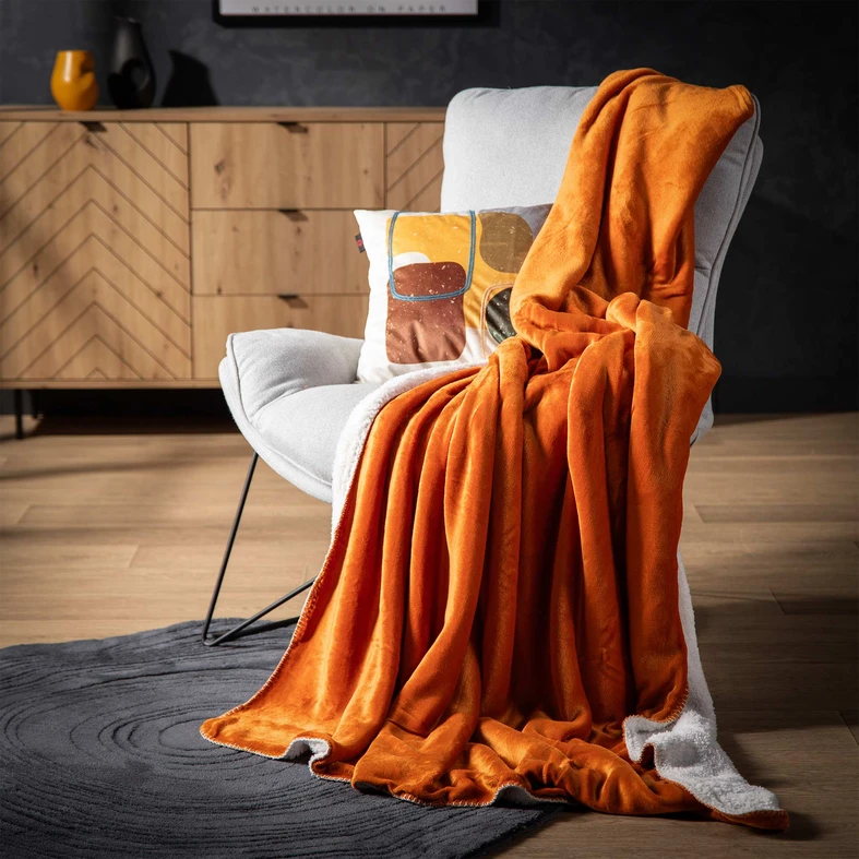 Oranžová baránková deka DOLLY 150x200 cm