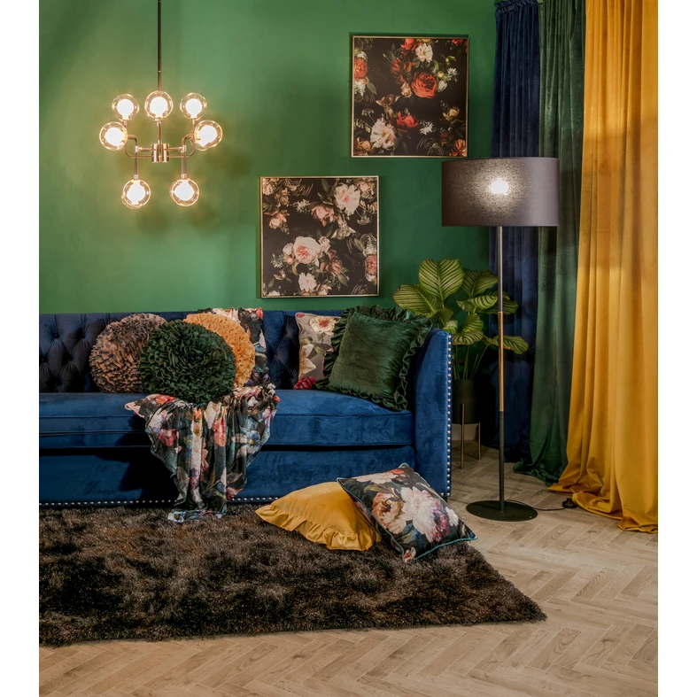 Čierno-zlatý luster RIANO 70 cm s priehľadným tienidlom