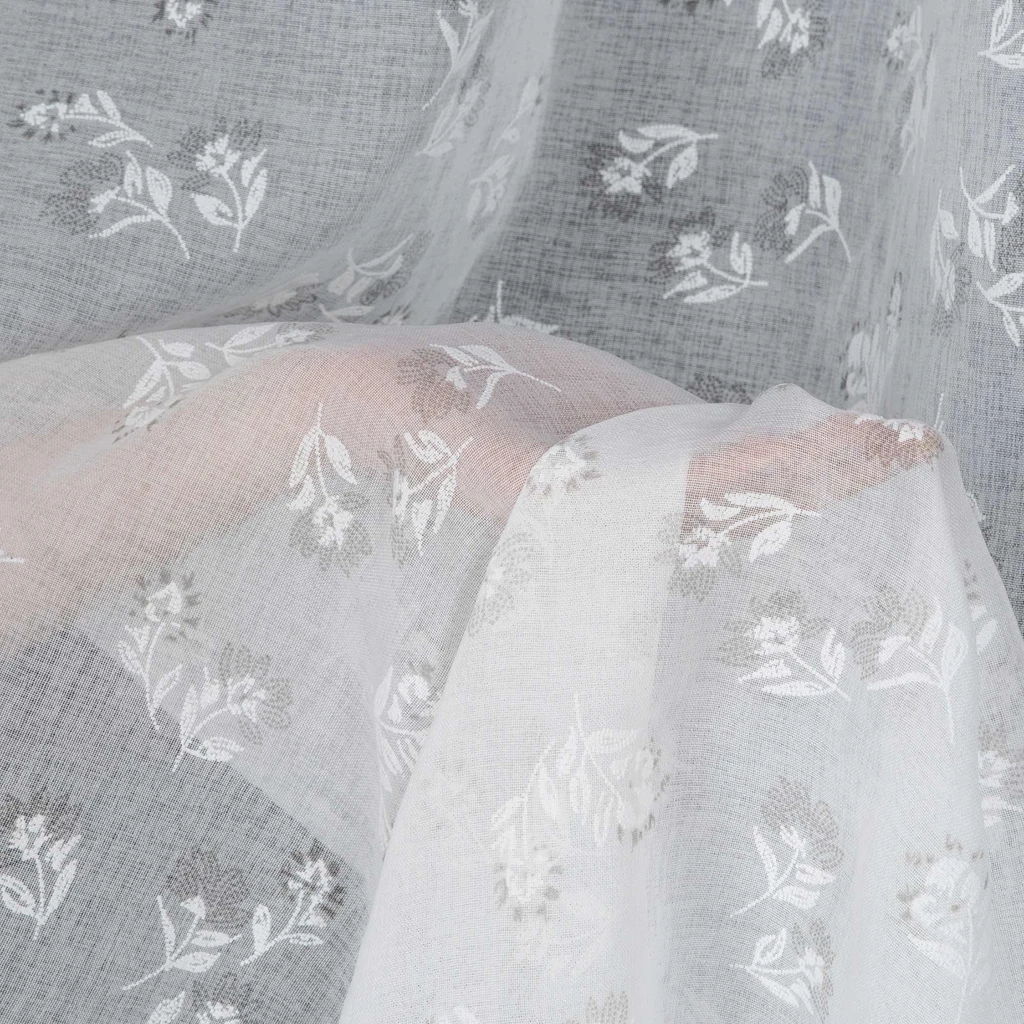 Biała zasłona w białe kwiatki