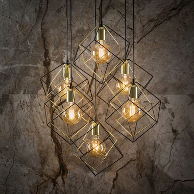 Dizajnový luster na lanku čierno-zlatý ALAMBRE VI