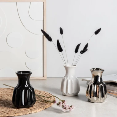 Keramická váza strieborná 12 cm