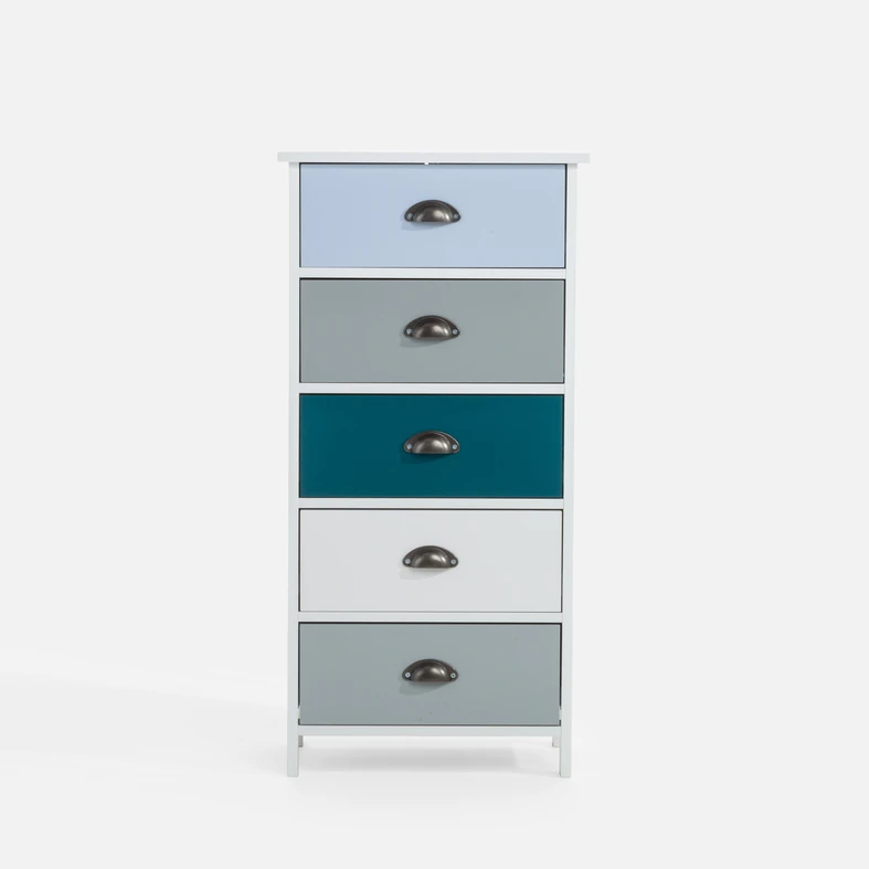 Szafka z frontami w odcieniach szarości i fioletów