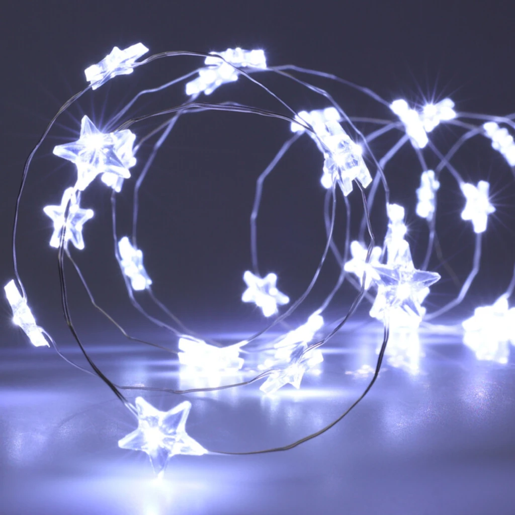 LED osvetlenie vianočného stromčeka HVĚZDY 40 ks, biele svetlo, 2 m