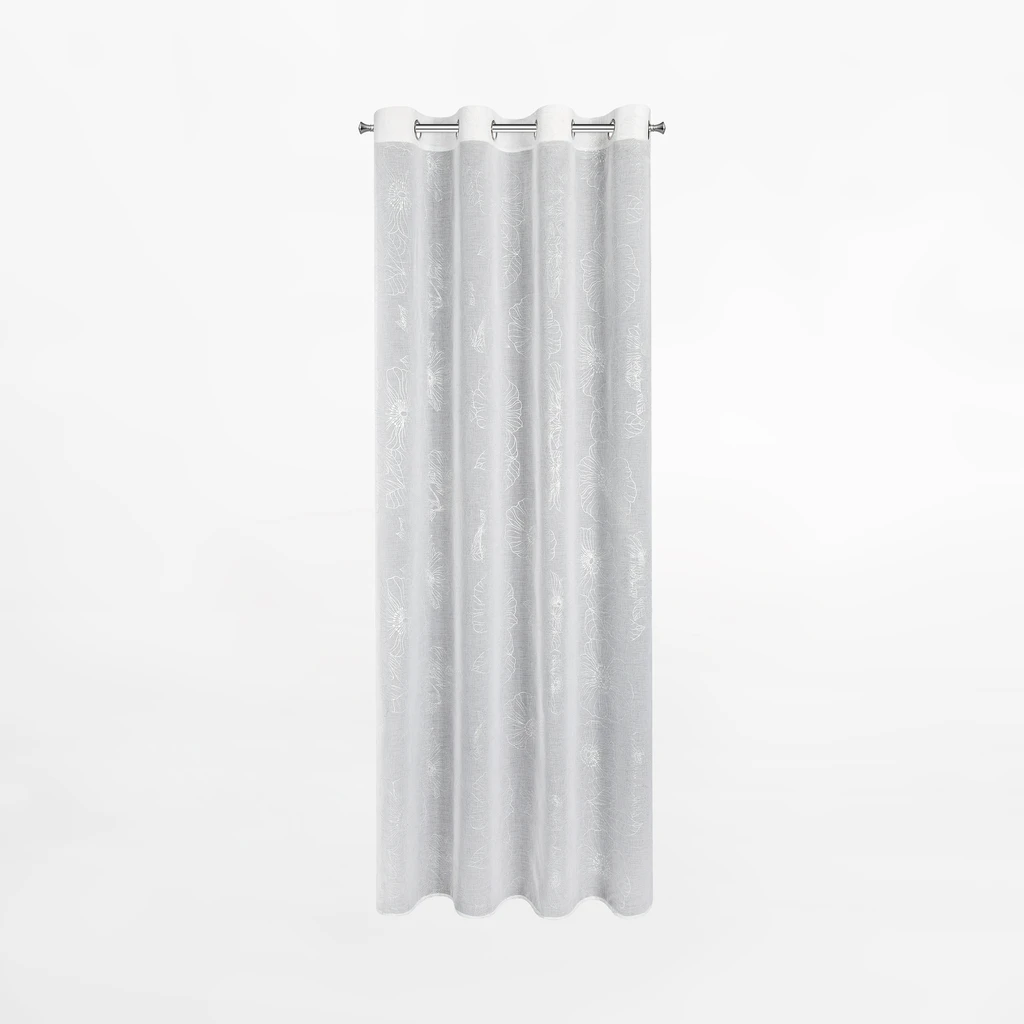 Biała zasłona w kwiaty