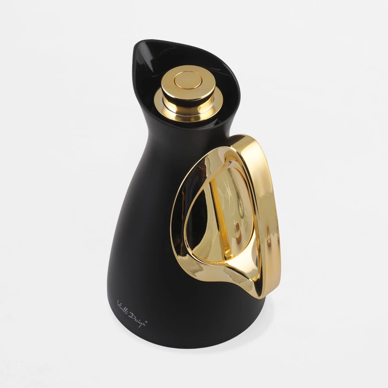 Termos z wkładem szklanym ALESSIA 1 L ze złotą rączką.