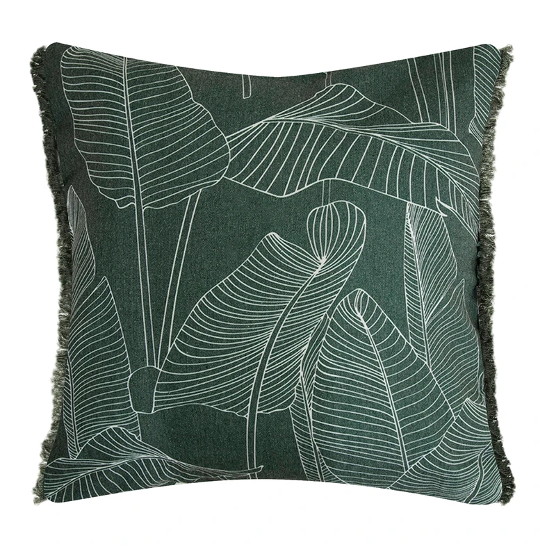 Ozdobná obliečka na vankúš so vzorom listov zelená SESIL 45x45 cm