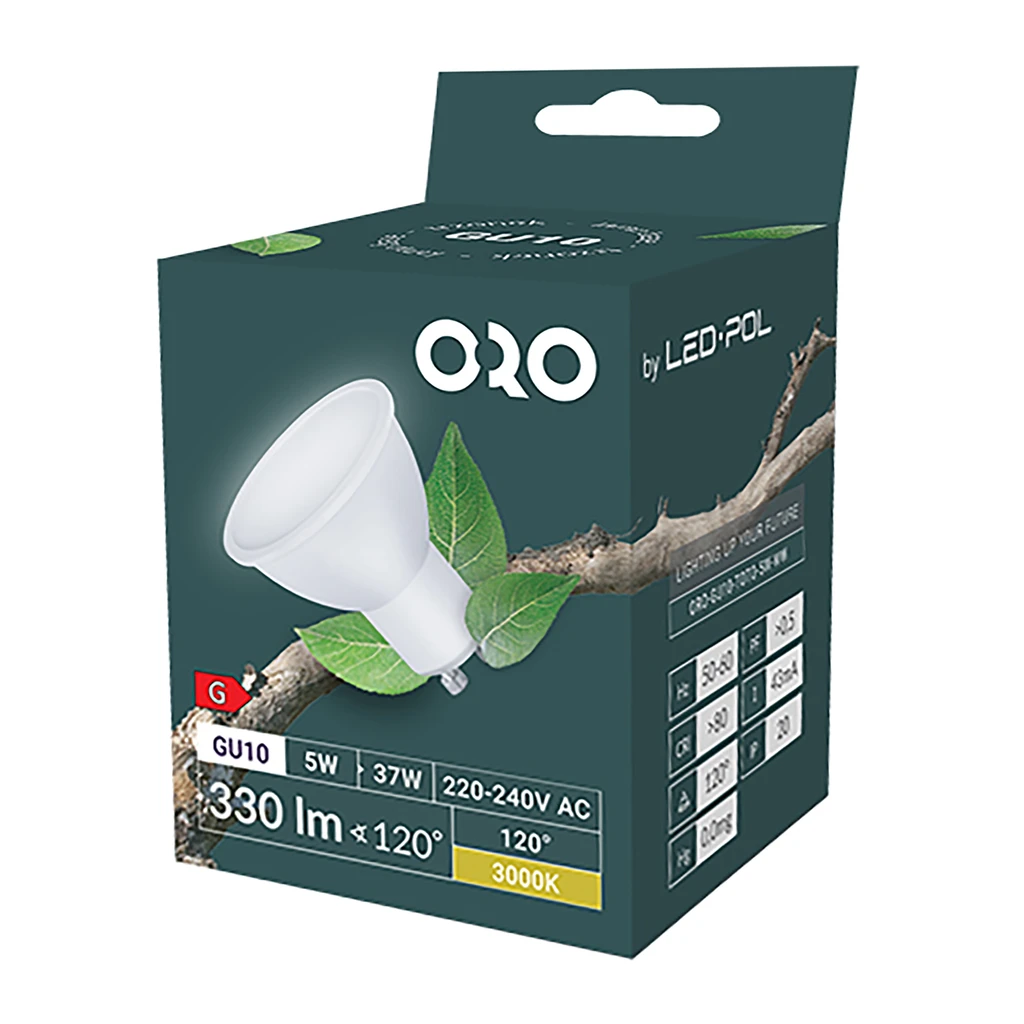 LED žiarovka GU10 5W teplá farba ORO-GU10-TOTO-5W-WW