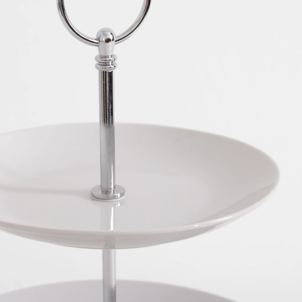 Porcelánový 3-poschodový servírovací tanier biely 35 cm
