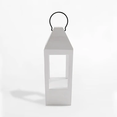 Drevený lampión v bielej farbe 42 cm