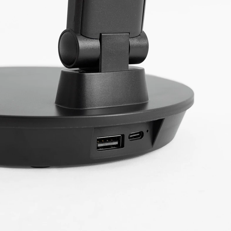 Stolná LED lampa s okrúhlou základňou čierna