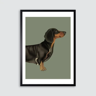 Maľba v čiernom ráme DASCHUND II 50x70 cm