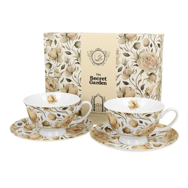 Súprava 2 šálok s podšálkami ROYAL ENGLISH ROSES WHITE 250 ml