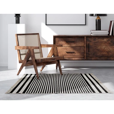 Koberec s bielo-čiernymi pruhmi BERGEN 80x150 cm