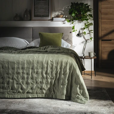 Olivovo zelený prehoz na posteľ CLOUD 180x200 cm