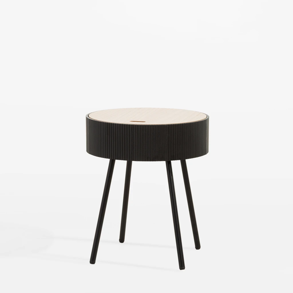 Okrúhly konferenčný stolík sivý 40,5x47,5 cm