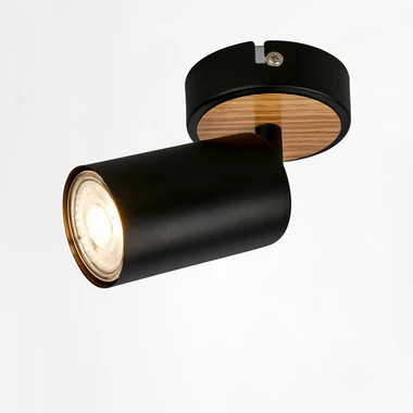Bodové nástenné svietidlo čierne svetlé drevo TIB