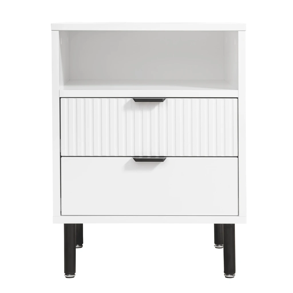 Rýhovaný nočný stolík s 2 zásuvkami WAVE