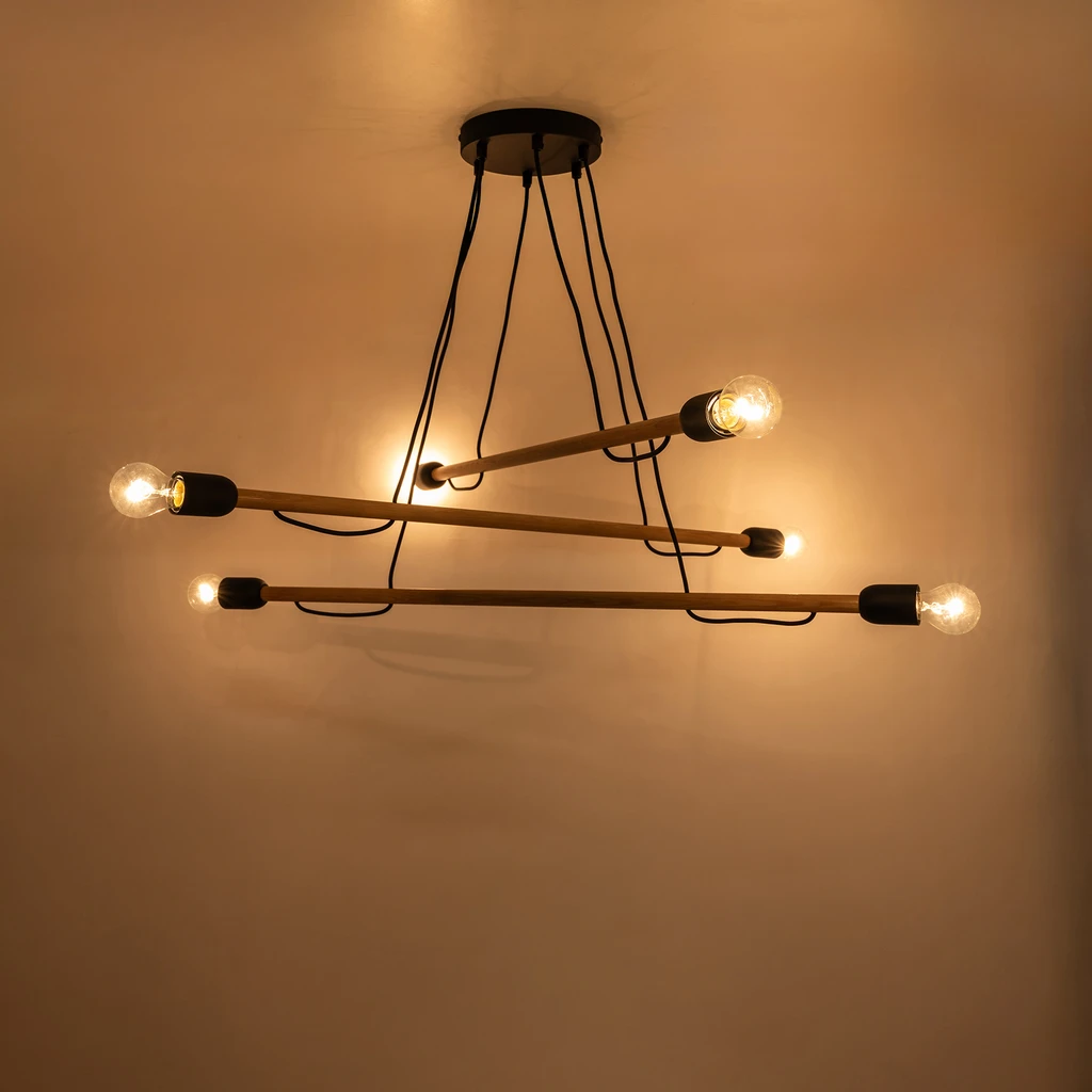 Závesné svietidlo HELIX 6 WOOD zo svetlého dreva