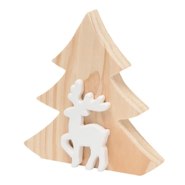 Vianočná dekorácia drevený VIANOČNÝ STROMČEK S JELEŇOM 16 cm