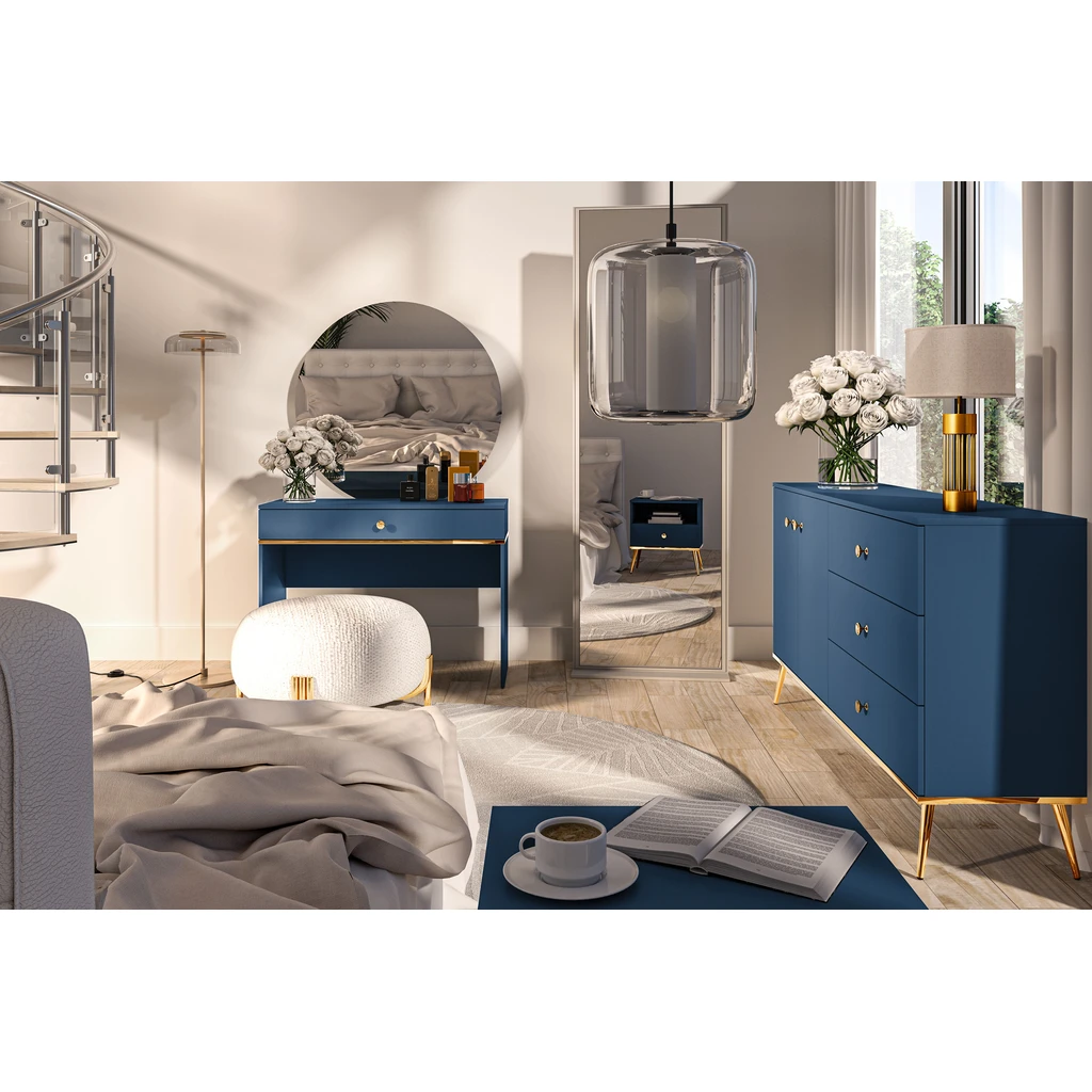 Toaletný stolík so zásuvkou tmavomodrý MARINE