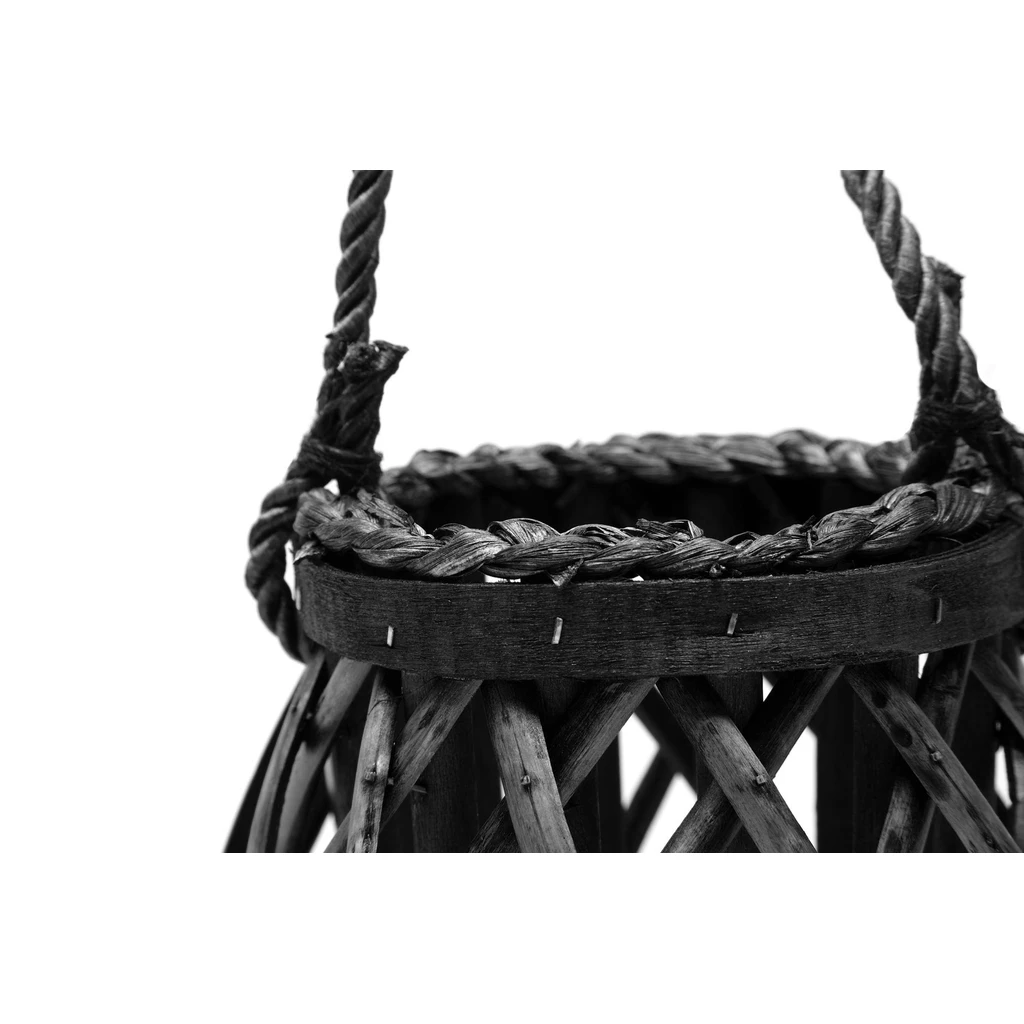 Prútený lampáš lampión čierny 20 cm