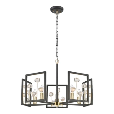 Závesné svietidlo s kryštálmi čierno-zlaté CAROLINE 5