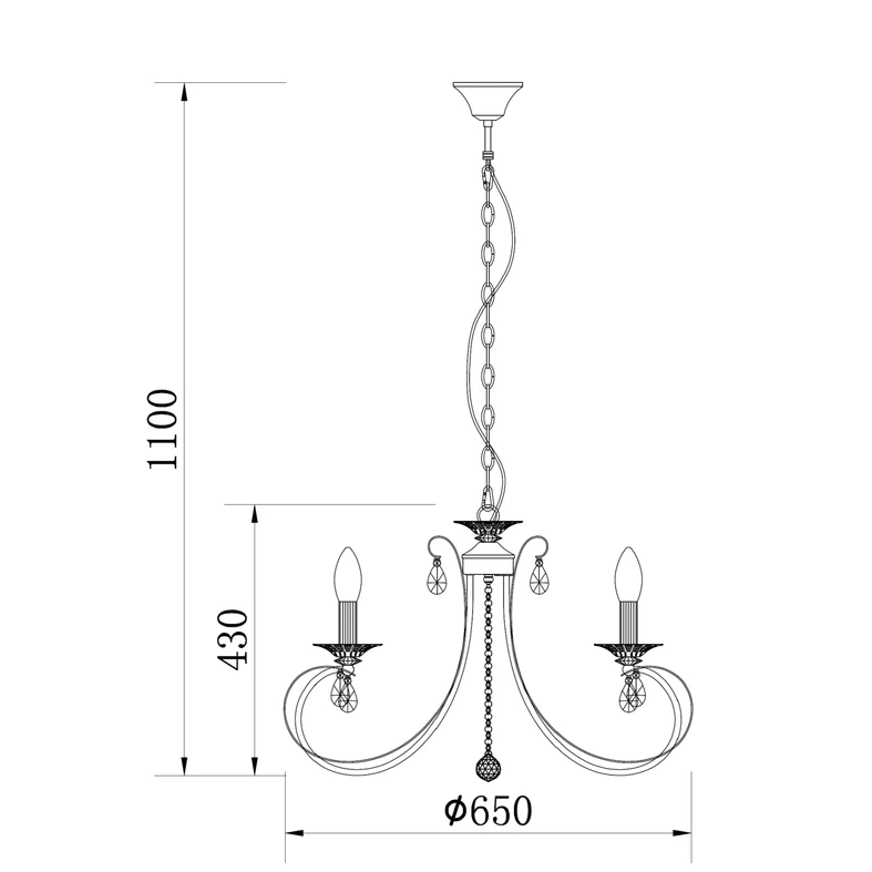 Sviečkový luster retro biely NOVIA