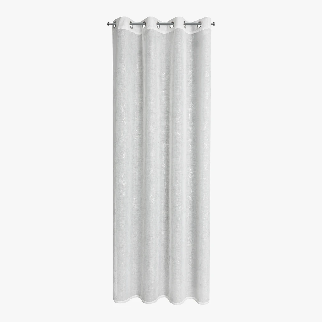 Biało-srebrna firana do salonu