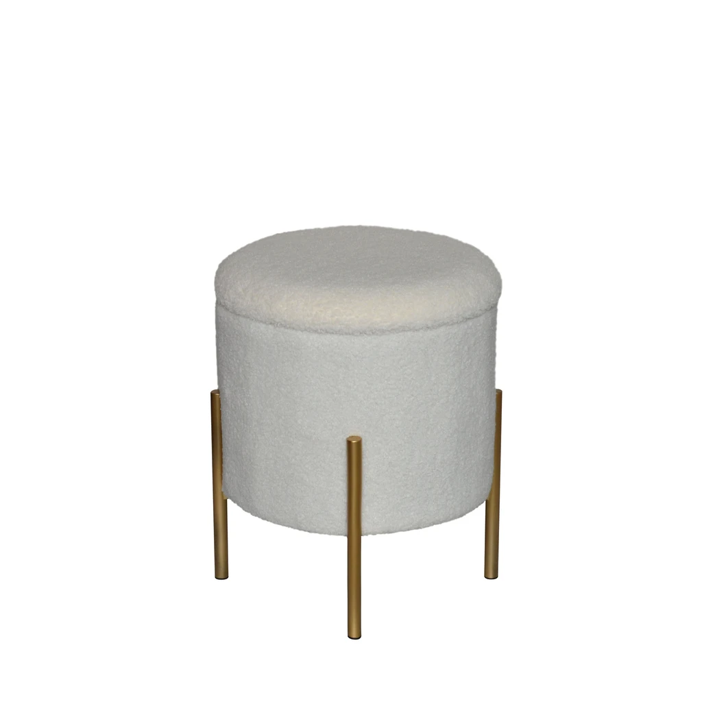 Skladacia taburetka BOUCLE na nožičkách, ivory 30x38 cm