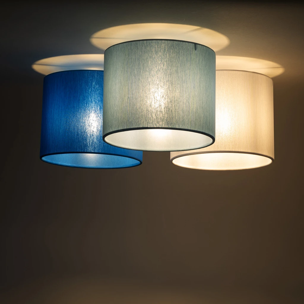 Stropné svietidlo 3 tienidlá modré METIS