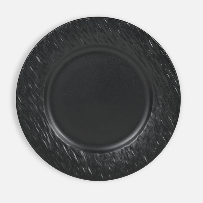Talerz obiadowy czarny z wypukłymi brzegami, 26,5 cm.