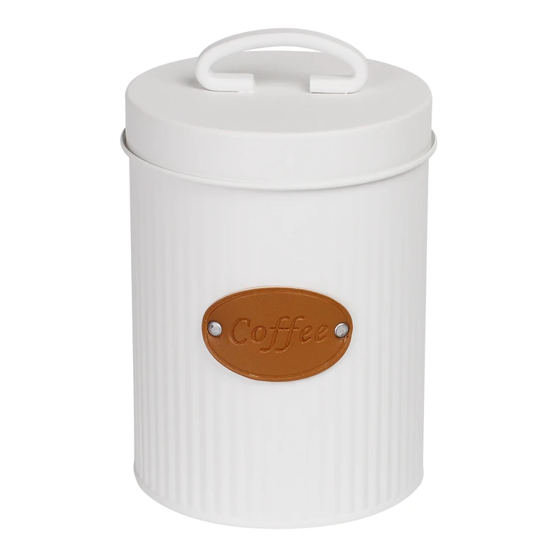 Kovová nádoba na kávu biela LINES 15 cm