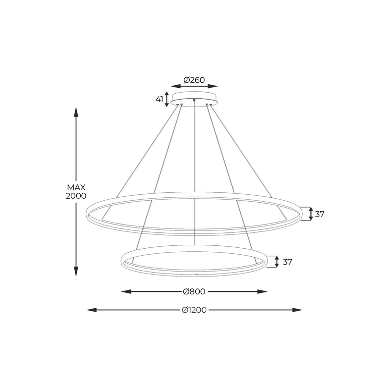 LED luster na lanku 2 prstene zlatý CARLO