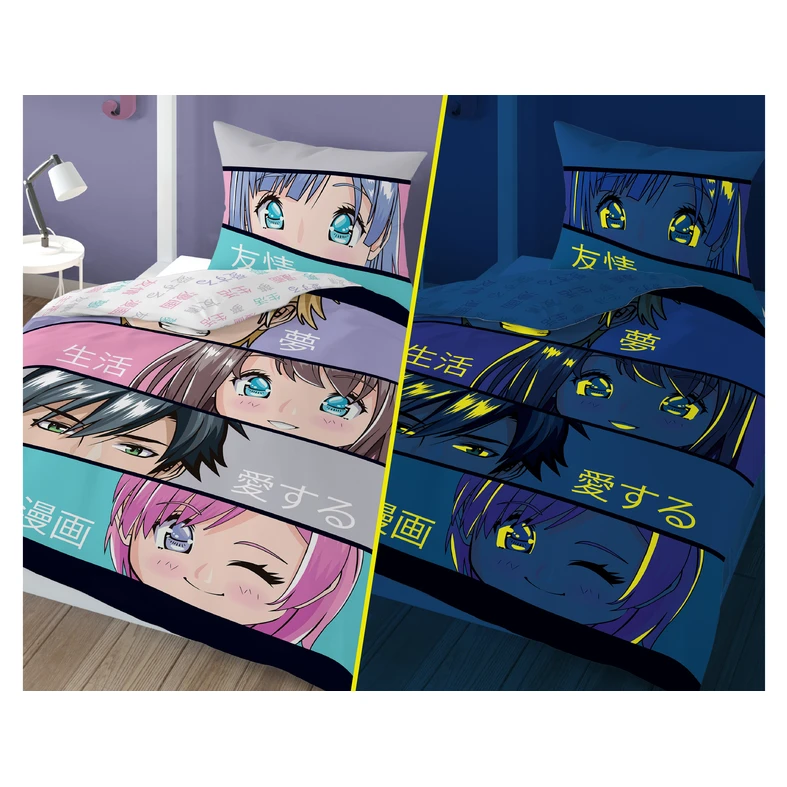 Posteľná bielizeň svietiaca v tme FLUO MANGA 140 x 200 cm