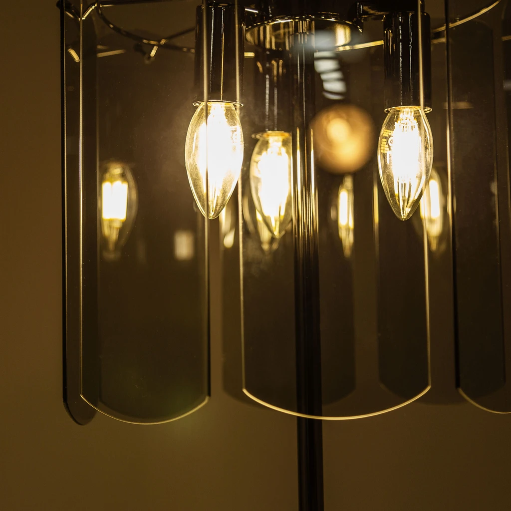 Stojacia lampa z dymového skla čierna NIRA