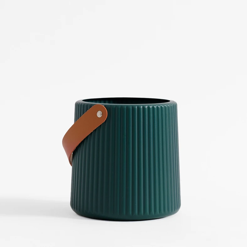 Kvetináč s rukoväťou zelený 15 cm