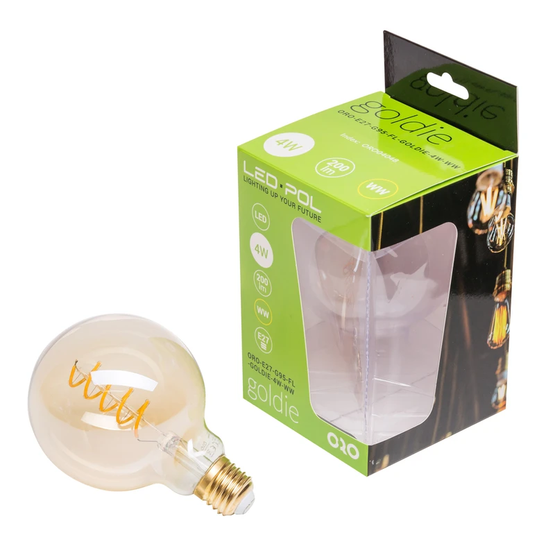 Dekoratívna LED žiarovka E27 4W teplá farba ORO-E27-G95-FL-GOLDIE-4W-WW